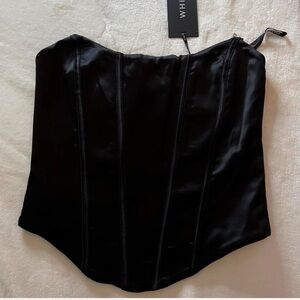 NWT WHITEFOX BLACK SATIN BUSTIER CORSET TOP XS